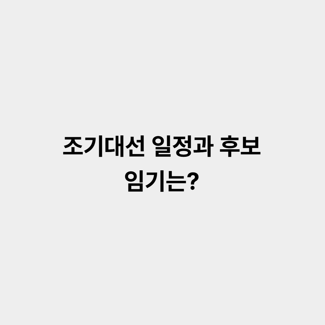 조기대선 일정과 후보 임기