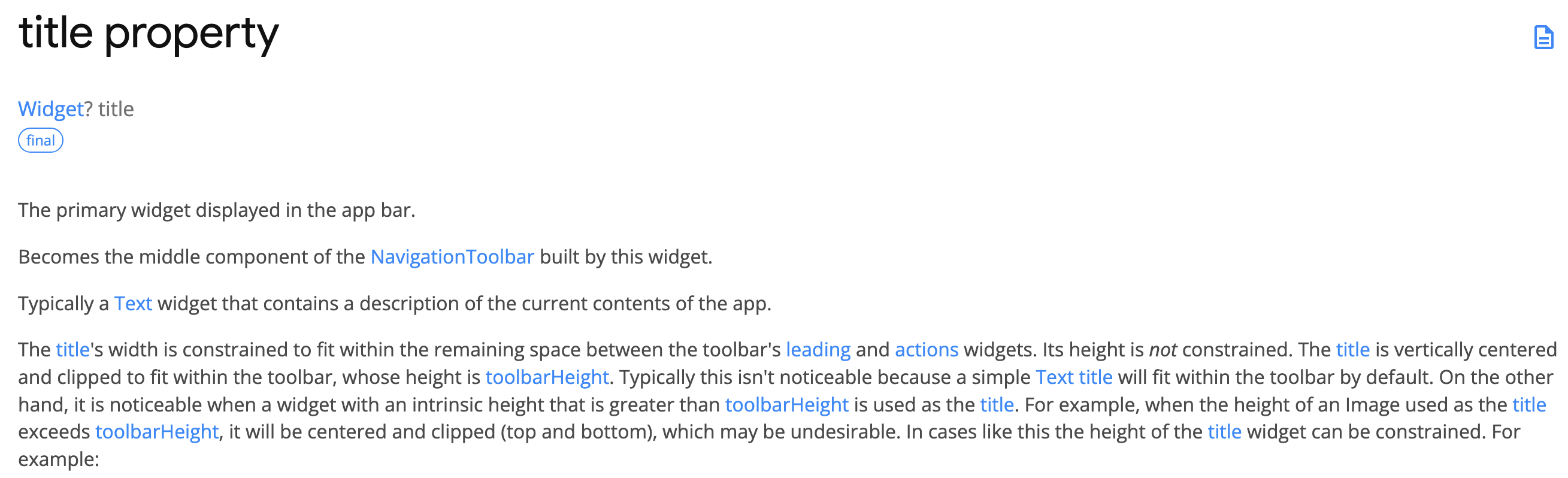AppBar title 갈무리 모습이다.