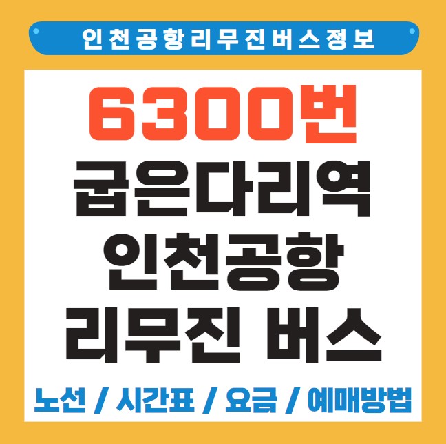 굽은다리역 인천공항 리무진 버스 노선 시간표 요금 예약 방법 6300번