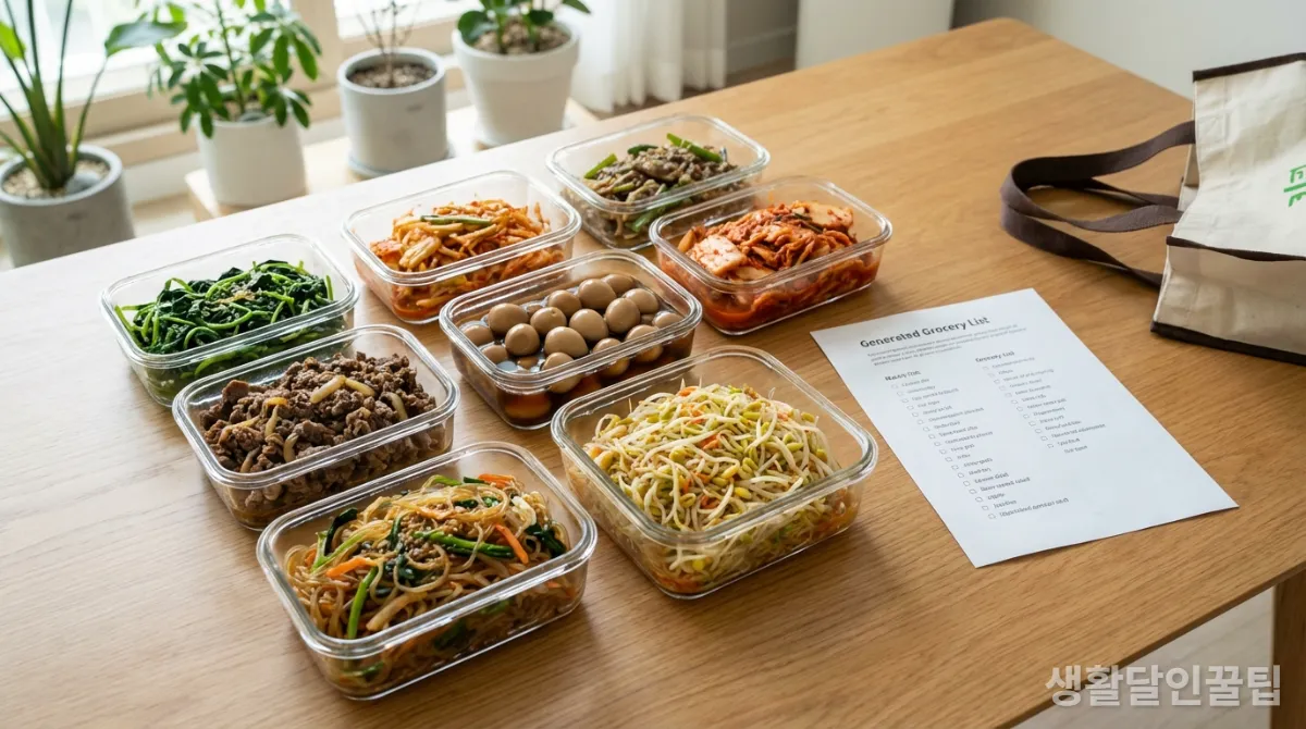 챗GPT 식단표 기반으로 준비된 한국식 주간 밀프렙과 장보기 목록