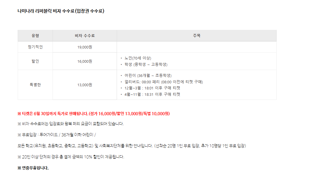 남이섬 입장권