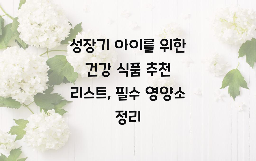성장기 아이를 위한 건강 식품 추천 리스트