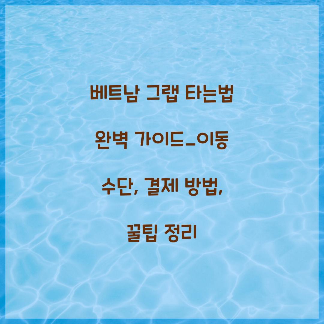 베트남 그랩 타는법