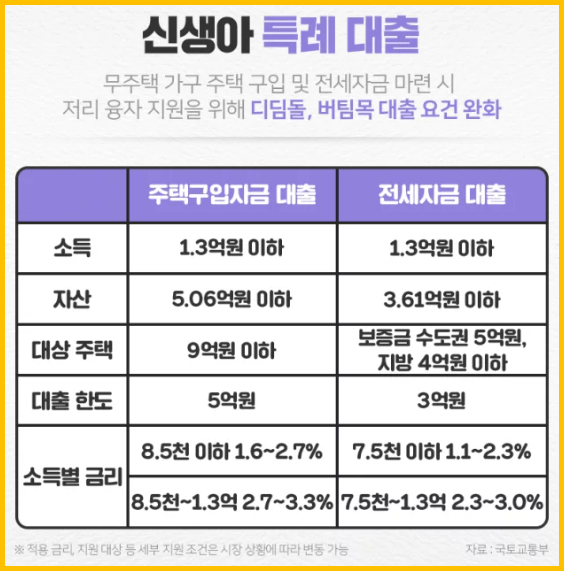 국토교통부 신생아 특례대출 요건