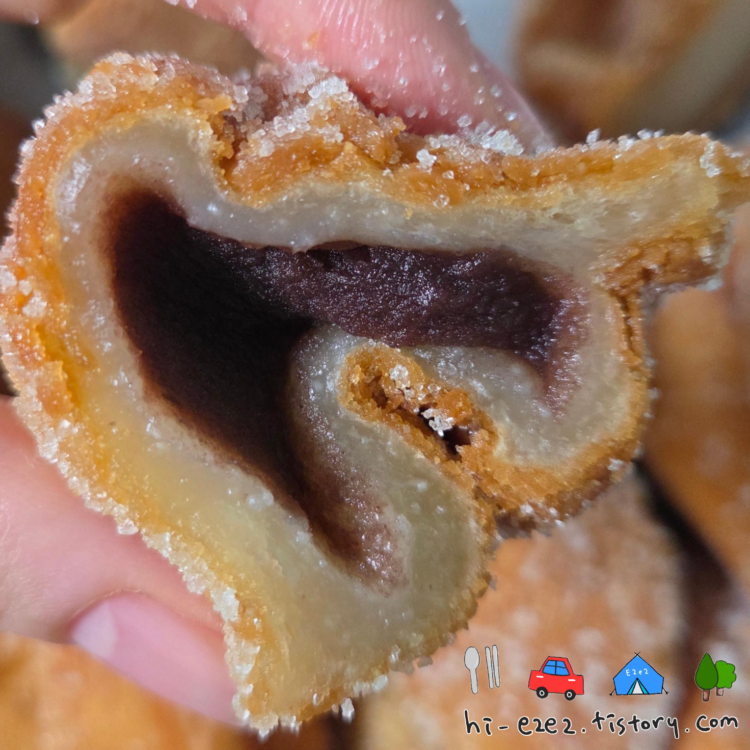 목포 여행 맛집 미추리빵 찹쌀팥도넛 팥소 단면