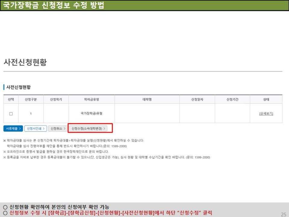 2025년 국가장학금 신청 방법 안내