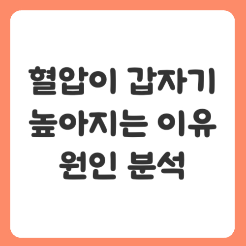 혈압이 갑자기 높아지는 이유와 원인 분석