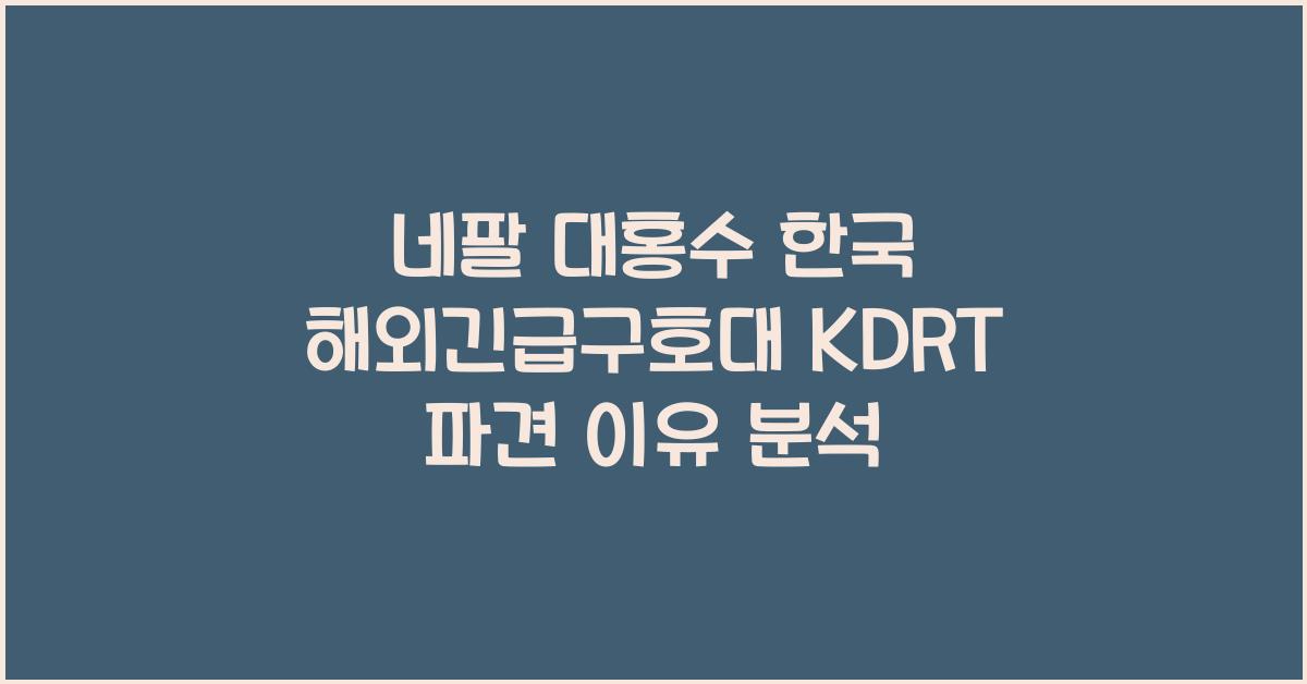 네팔 대홍수 한국 해외긴급구호대 KDRT 파견 이유