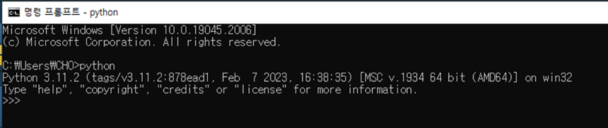 Python CMD 실행화면