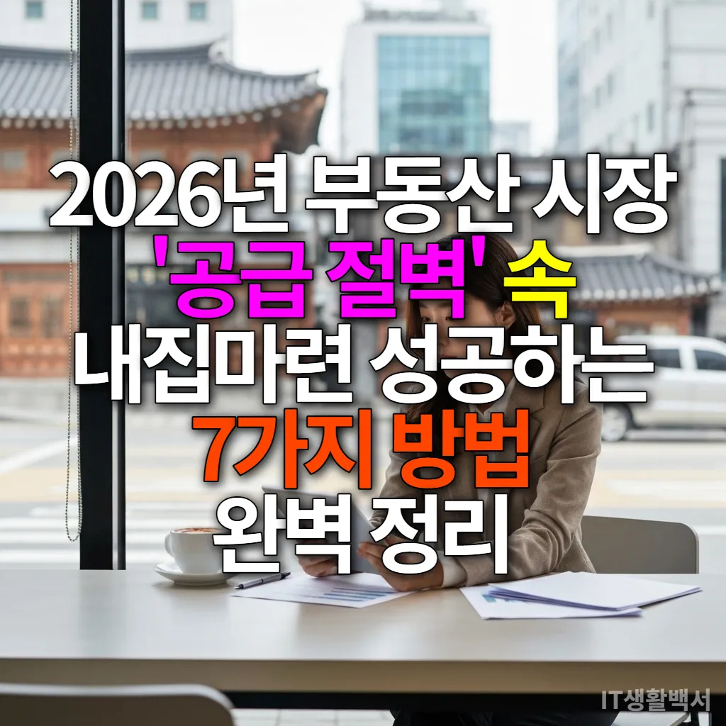 서울의 현대적인 카페에서 태블릿을 보며 부동산 정보를 탐색하는 젊은 한국 여성