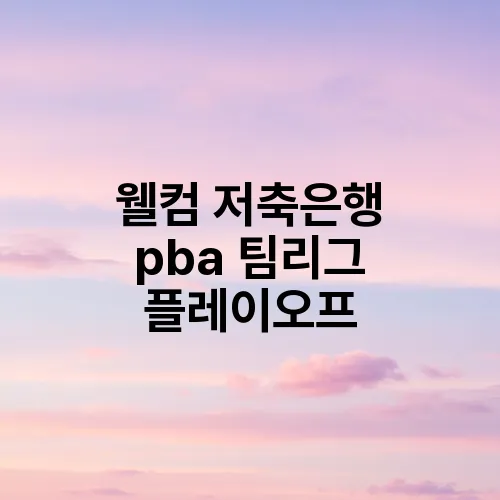 웰컴 저축은행 pba 팀리그 플레이오프