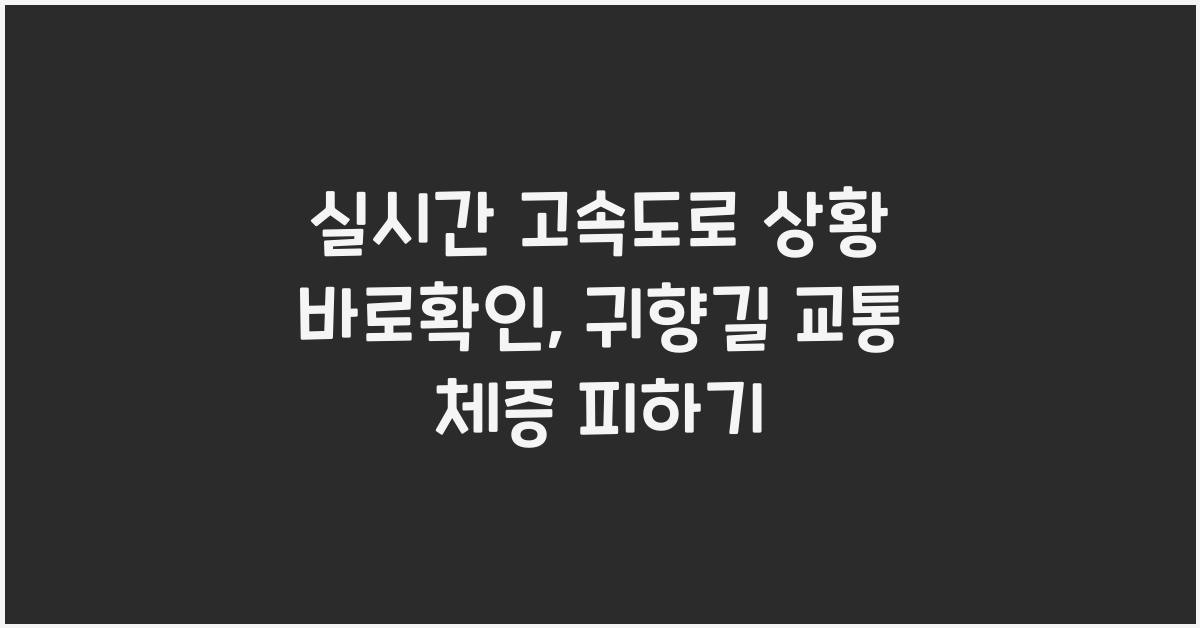 실시간 고속도로 상황 바로확인