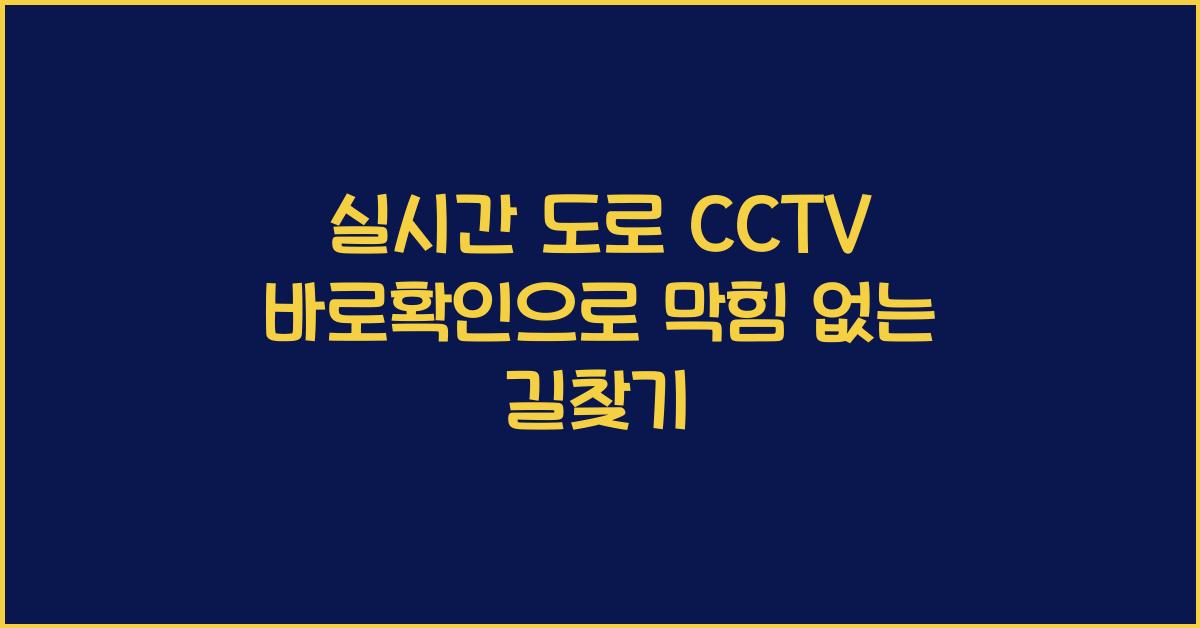 실시간 도로 cctv 바로확인