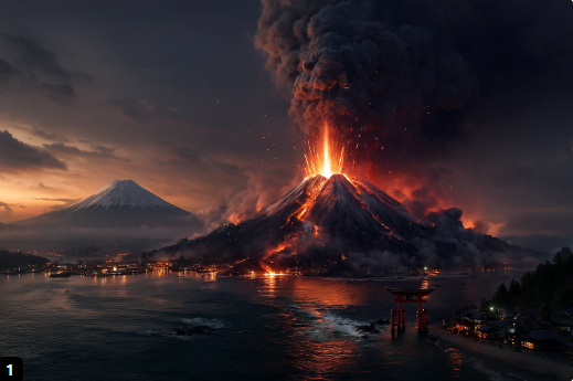 일본 가고시마 화산 폭발 이미지