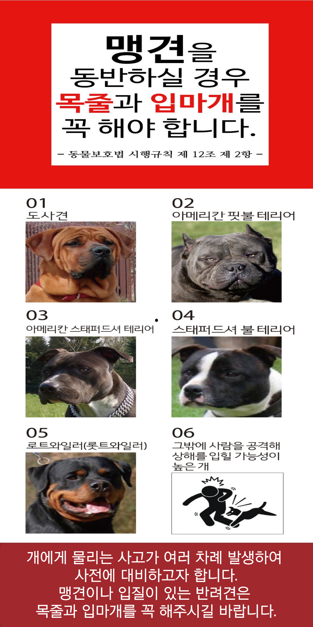 맹견 주의 포스터