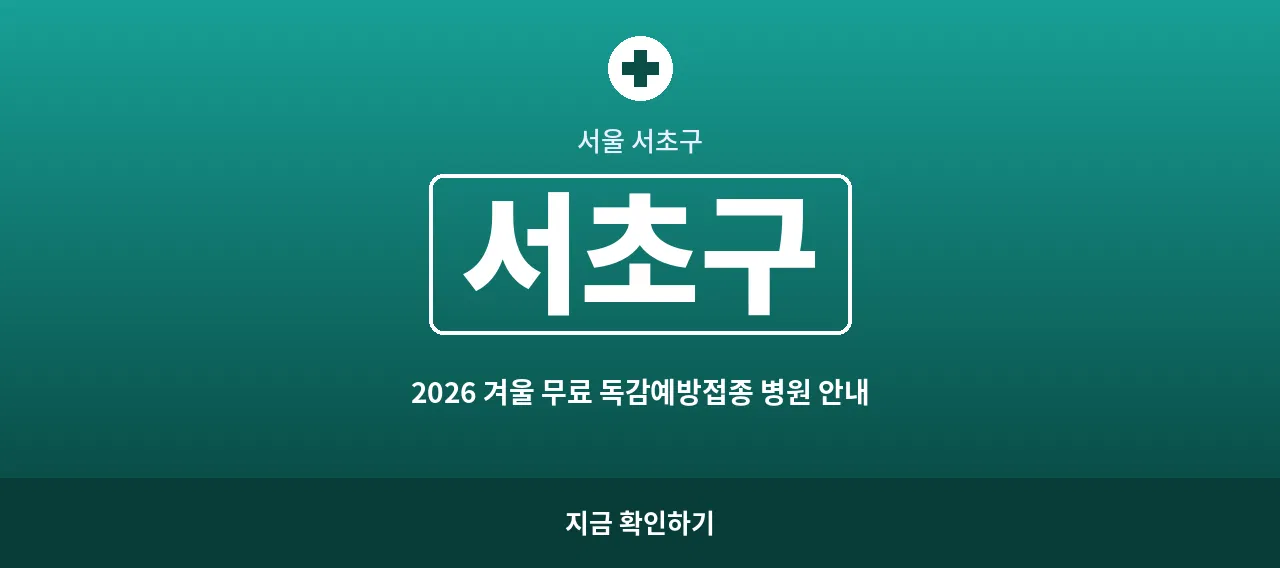 서초구 2026 겨울 무료 독감예방접종 병원 안내 (서초동&middot;반포동)
