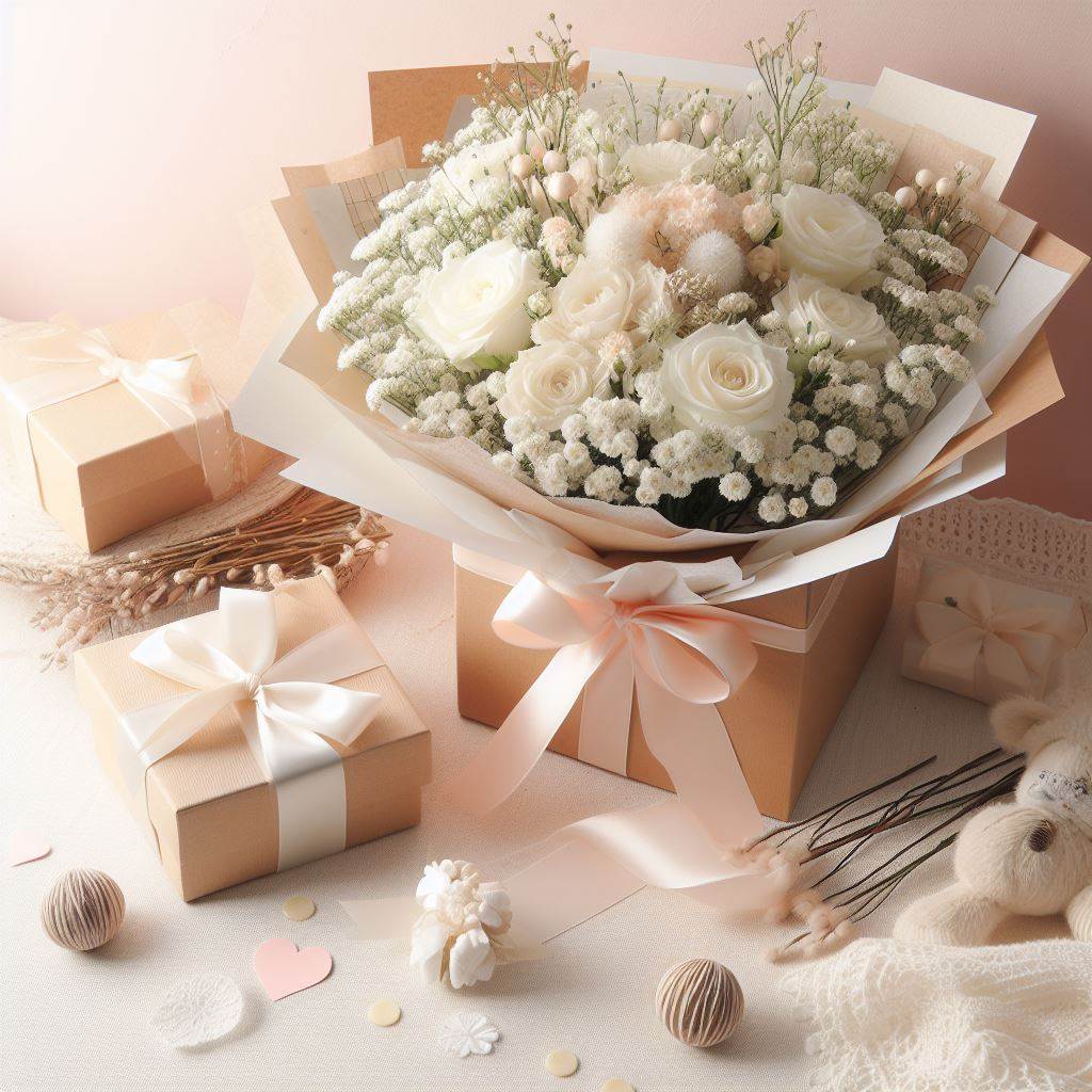 화이트데이 선물 흰색 꽃다발