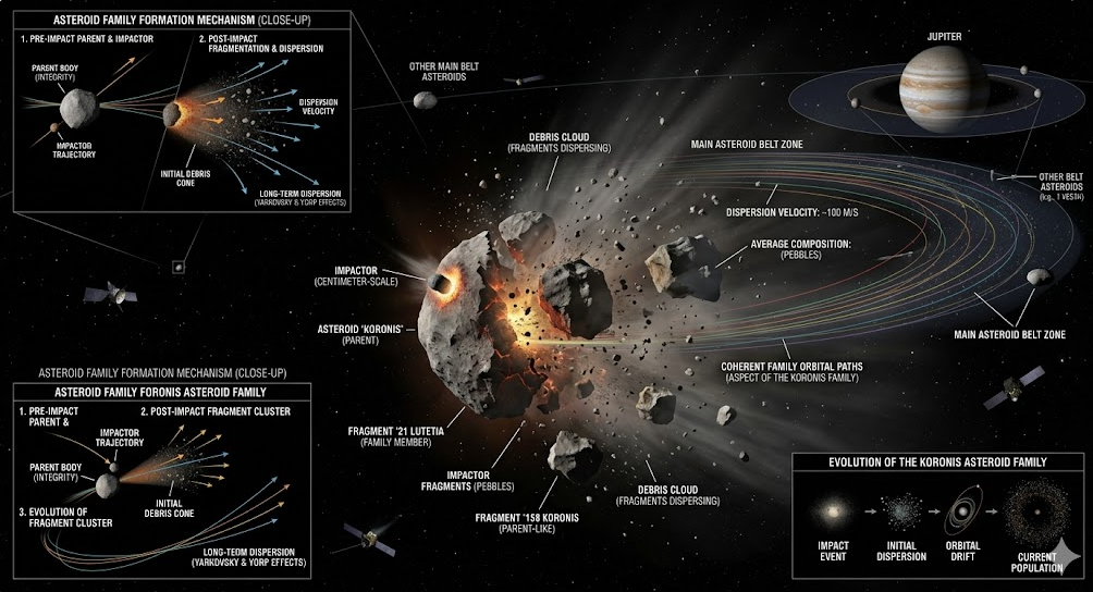 소행성 패밀리군 궤도 분포