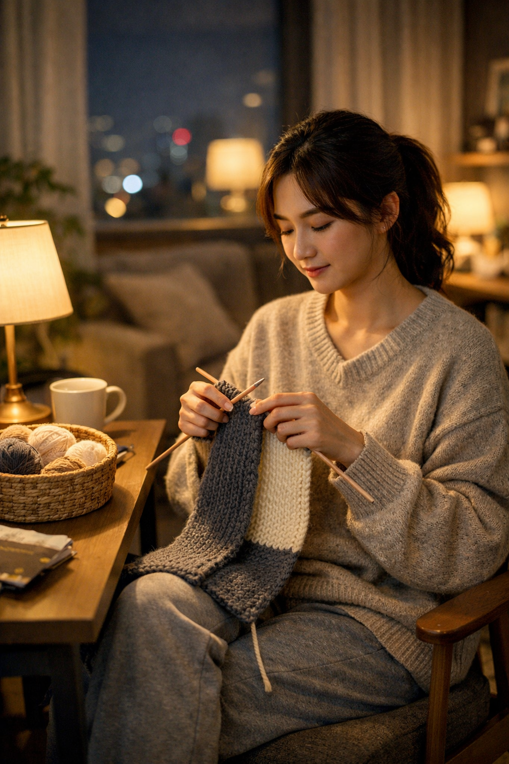 직장인 퇴근 후 뜨개활동