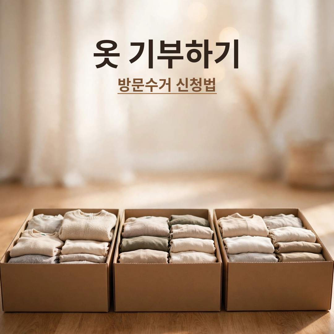 기부 박스에 담긴 옷 사진