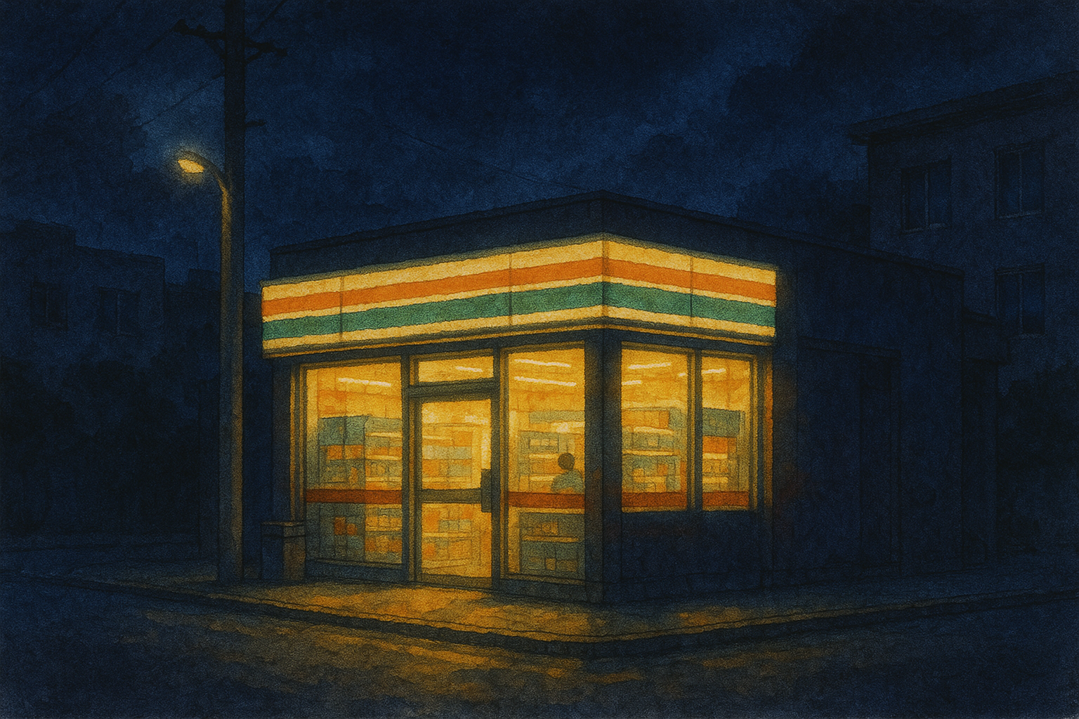 편의점의 밤 풍경