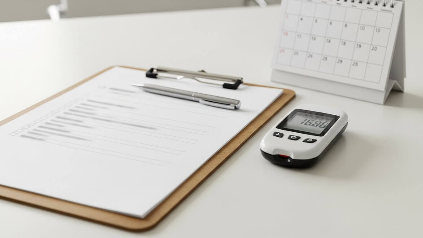 당뇨약 부작용 증상 자가진단과 체크리스트를 상징하는 이미지