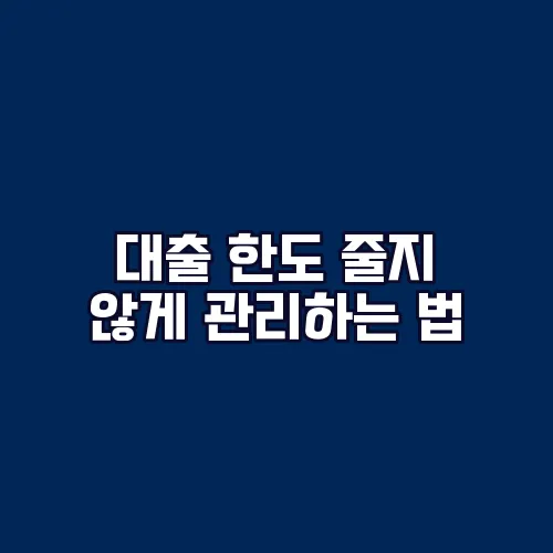 대출 한도 줄지 않게 관리하는 법