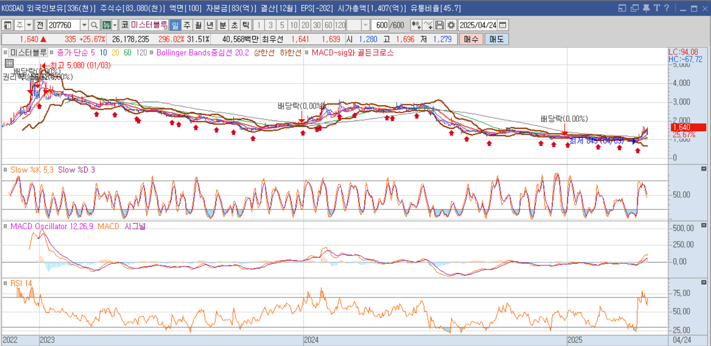 미스터블루 주가그래프