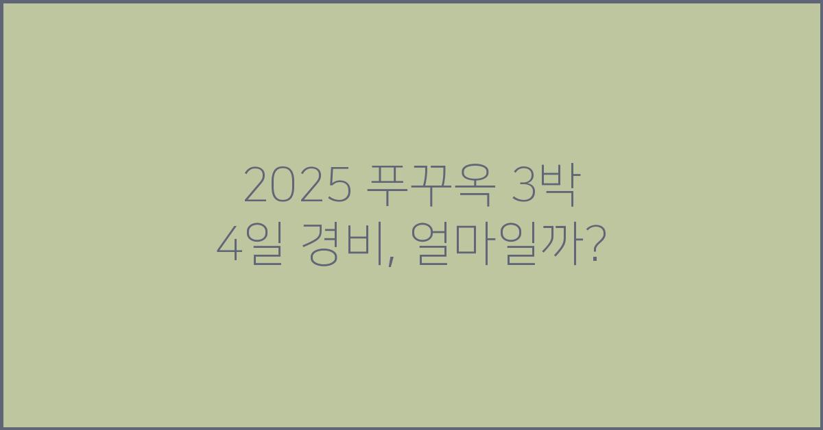 2025 푸꾸옥 3박 4일 경비
