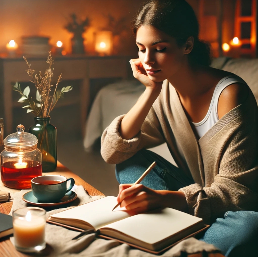따뜻하고 차분한 분위기의 저널링 장면