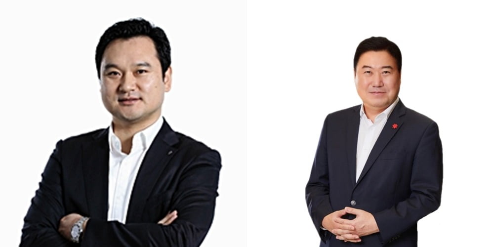 왼쪽부터 김재섭 신세계야구단 대표, 강승협 신세계푸드 대표