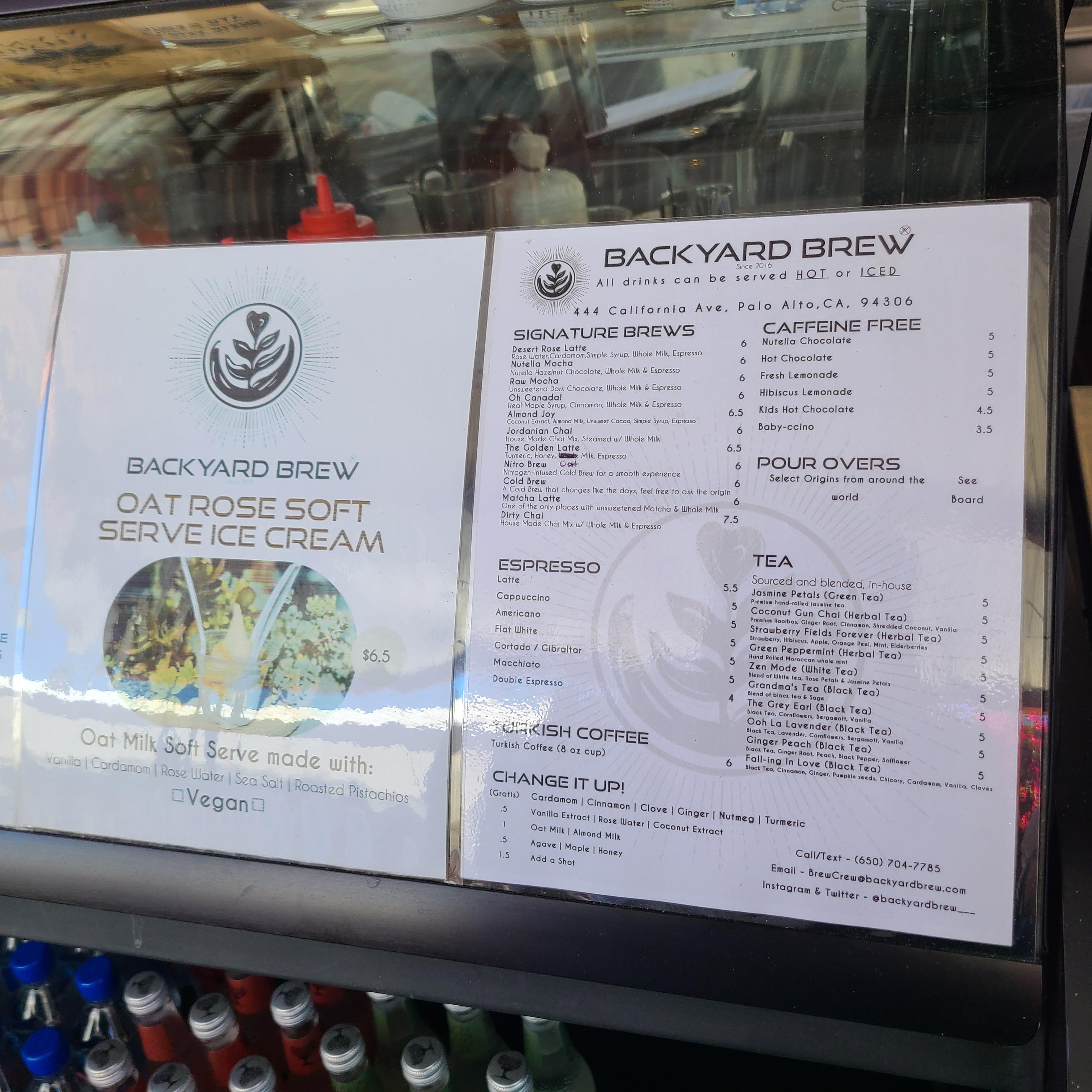 백야드 브루 (Backyard Brew)의 메뉴