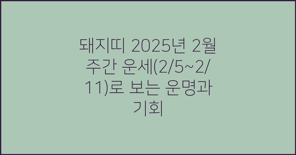돼지띠 2025년 2월 주간 운세(2/5~2/11)