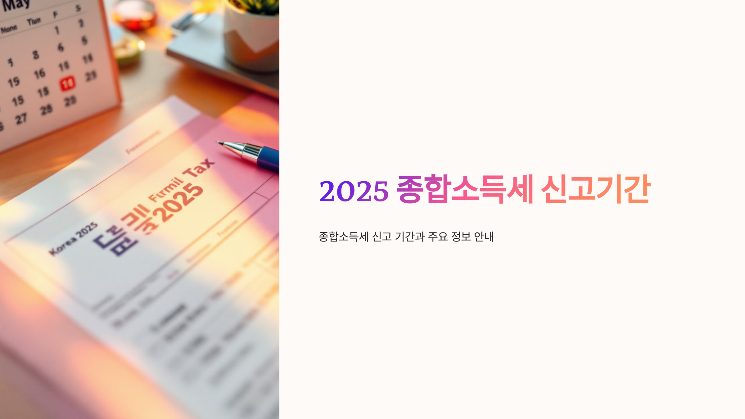 2025 종합소득세 신고기간은?