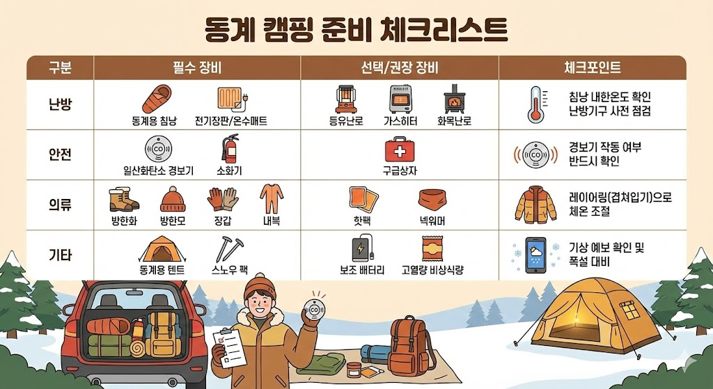 겨울캠핑 겨울캠핑안전 겨울캠주의사항 캠핑팁 안전캠핑