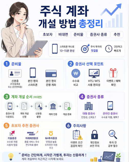 주식 계좌 개설 방법 비대면 준비물 증권사 추천 HTS MTS 사용 정리