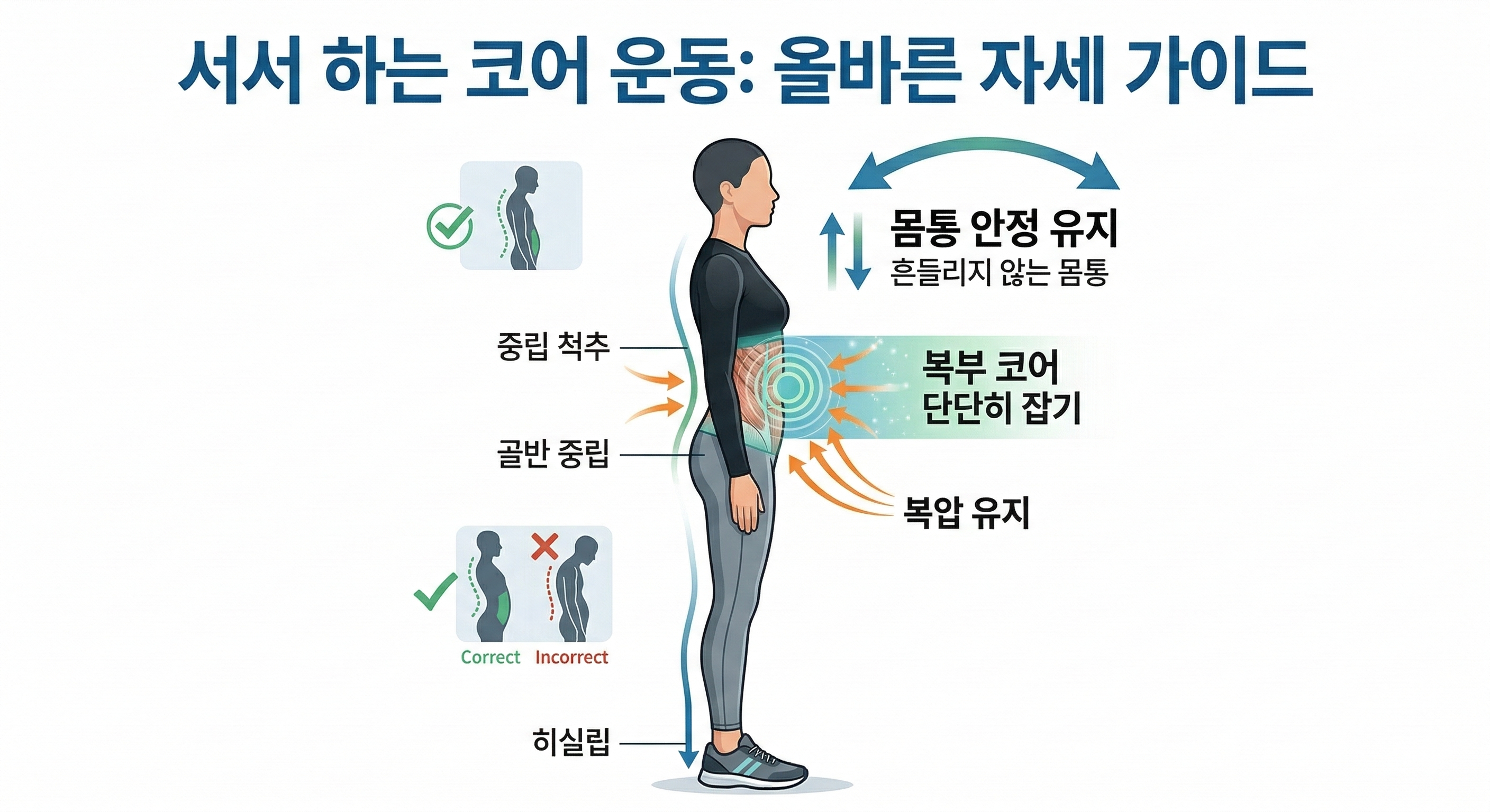 서서 하는 코어 운동 복압 유지 몸통 안정