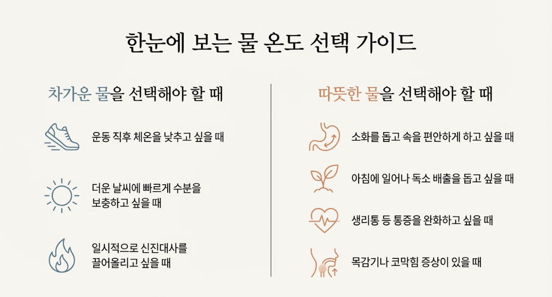 물 온도 선택 요약 이미지