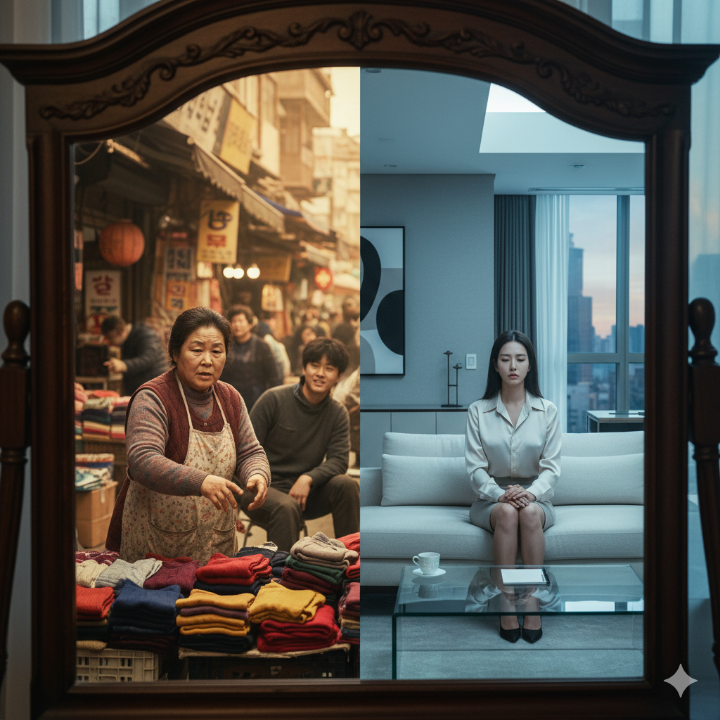 대비되는 두 여인의 삶을 상징하는 거울 이미지