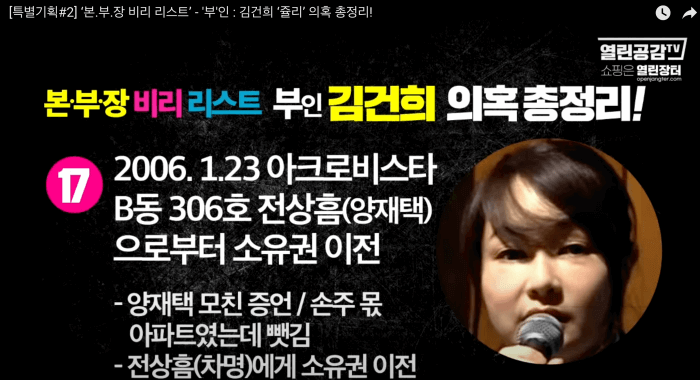 김건희 윤석열 최은순 장모 가족관련 의혹 리스트 