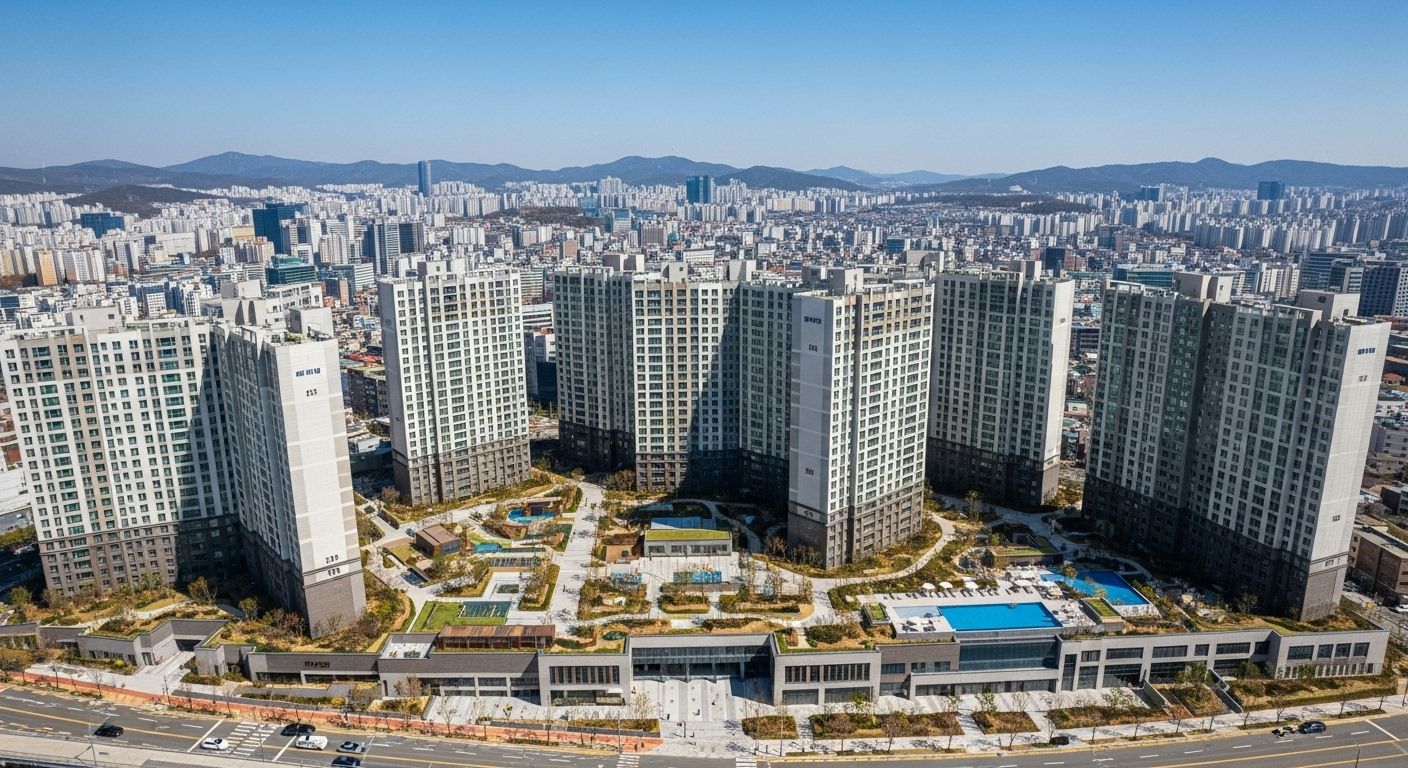 서울 신축 아파트 전경 드론 촬영샷