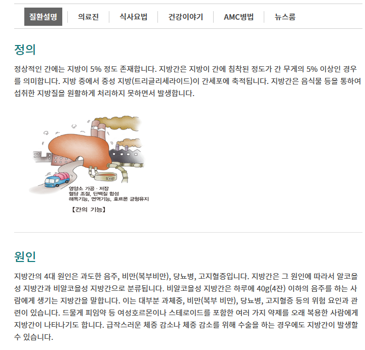 아산병원 지방간 설명