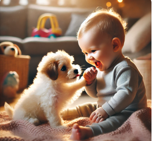 아기와 강아지 교감 관련 사진