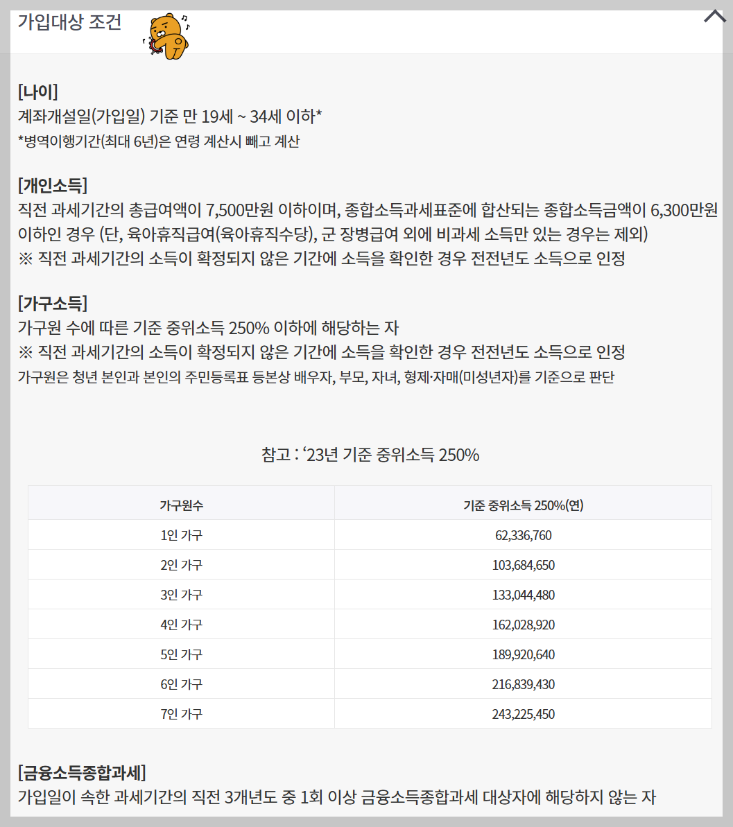 청년도약계좌 가입대상 조건