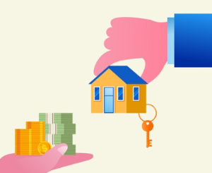 돈과 집이 그려진 그림