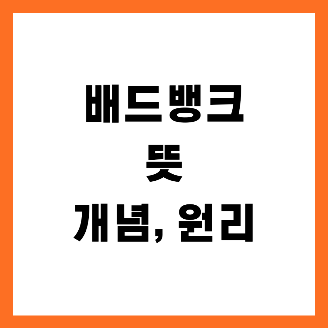 배드뱅크 뜻, 쉽게 이해하는 개념과 원리 총정리