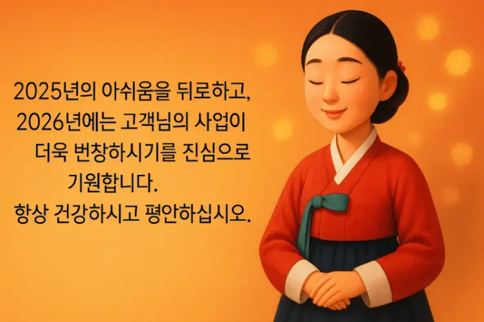 고객 거래처 연말연시 인사말 한복입은 여자