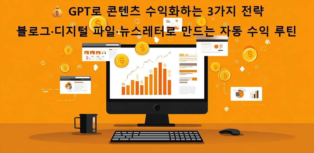 GPT를 활용한 콘텐츠 수익화 전략을 표현한 썸네일 이미지