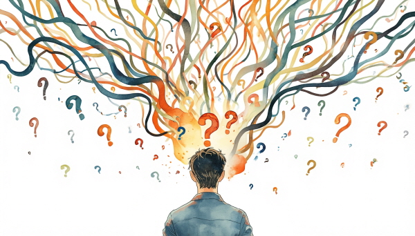 INTP는 사유와 탐구의 세계에서 살아가는 유형입니다. 늘 "왜?"라는 질문을 던지며, 보이지 않는 가능성을 추적합니다에 관한 그림입니다