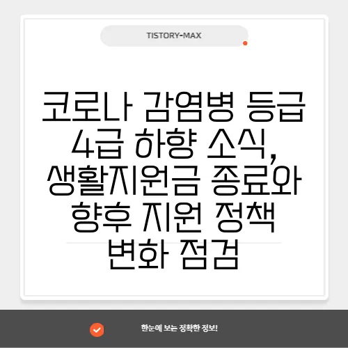 코로나 감염병 등급 4급 하향 소식, 생활지원금 종료와 향후 지원 정책 변화 점검